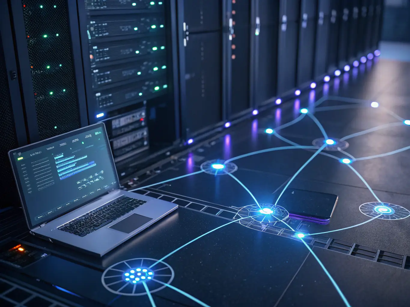A network diagram illustrating clear and consistent communication pathways between different entities, symbolizing effective communication protocols.
